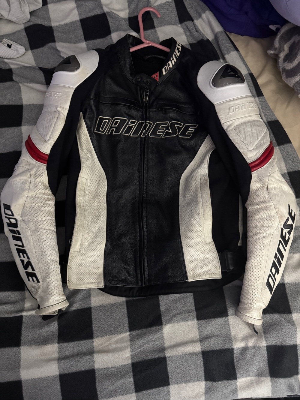 Dainese Men’s Black and White Performance Leather Jacket